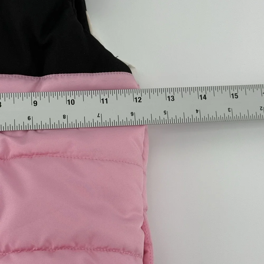 Puma Girls Vest Puffer Jacket Youth Size 4 Black White Pink Logo Full Zip Warm